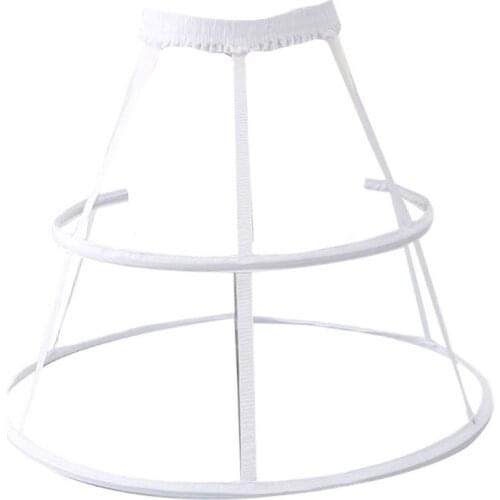 Wedding Bridal Crinoline Underskirt Women Girls Elastic Waistband Adjustable Pannier Petticoat 2 Hoop Cage Skirt