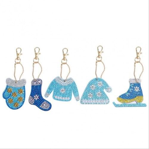 New DIY Diamond Painting Keychain Set Christmas Gift Key Ring Full Drill Mosaic Making Diamond Painting Pendant for Art Craft