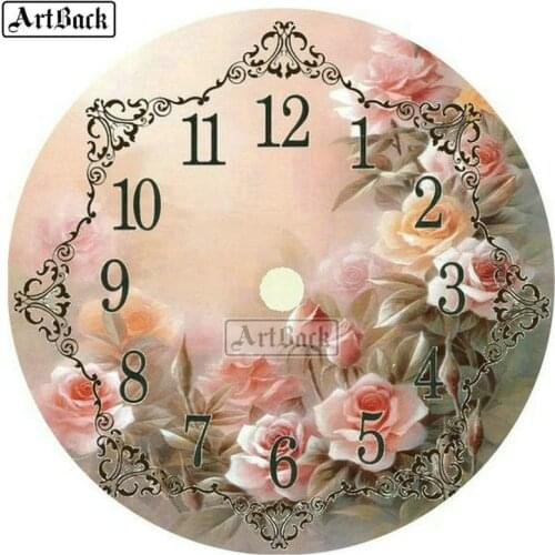 Hot 5d diamond painting clock flowers full square drill diamond mosaic kit diy 3d full round wall clock diamond embroidery