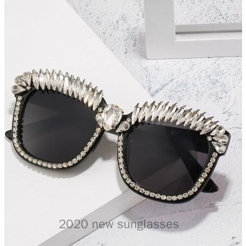 2020 New Fashion Diamond Sunglasses for Women Luxury Brand Designer Ladies Oversized Female Outdoor Big Large Sun Glasses NX