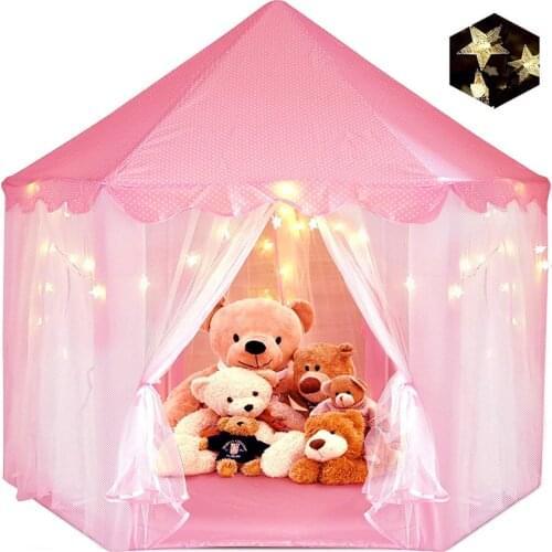 Princess Tent Girls Large Playhouse Kids Castle Play Tent with Star Lights Toy for Children Indoor and Outdoor Games
