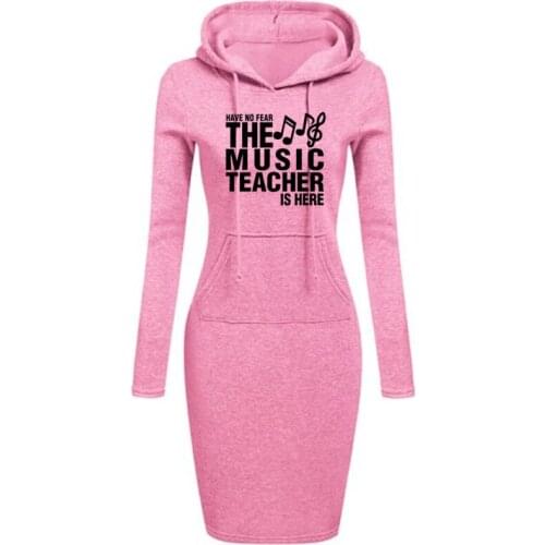 2019 New Funny No Fear The Music Teacher Is Here Dress Living Print Dresses Women Cotton Pocket Girl Casual Party Plus Size