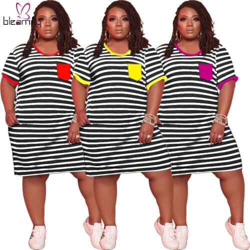 Boho Striped Dress Women Plus Size Loose 4XL 5XL Elegant Loose Dresses Beach Party Robe Sexy Femme Bohemian Summer Vestidos