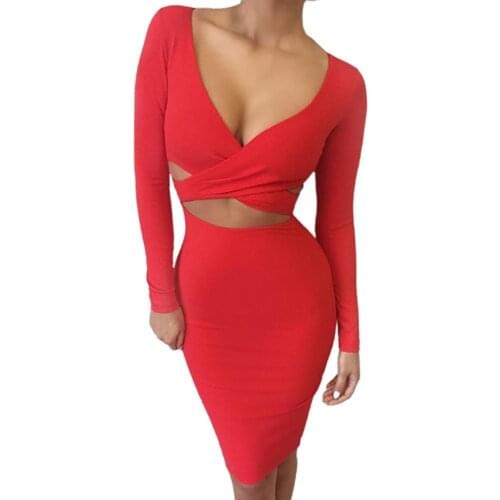 Woman dress Sexy Solid Color V Neck Sleeveless Criss-cross Bandage Knee-length dresses for women vestido de mulher femme robe