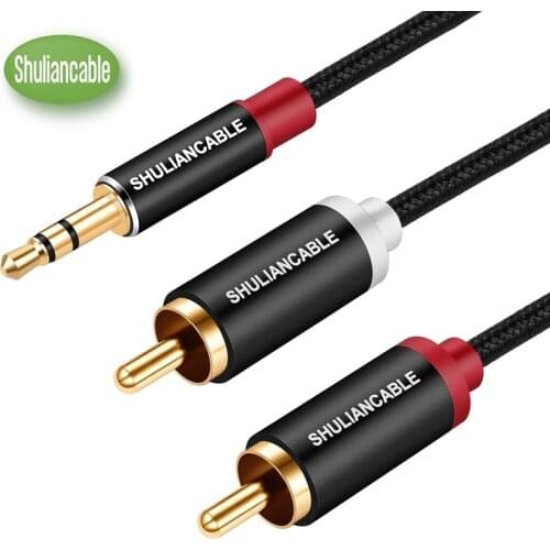 SHULIANCABLE 3.5mm to 2RCA Audio Cable, Audio Auxiliary Adapter Stereo Splitter Cable AUX RCA Y Splitter for Smartphone, MP3