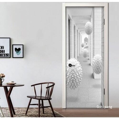 Modern 3D Stereo Sphere Door Sticker Photo Wallpaper Living Room Gallery Pvc Waterproof Self-Adhesive Wall Sticker Vinyl Murals