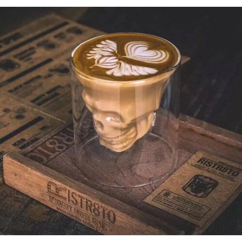 Skull Wine Glass Mug Latte Coffee Whiskey Transparent Glass Cup Vodka Drinking Bar Club Wine Glass
