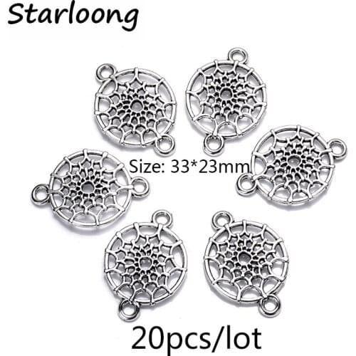 20pcs/lot zinc alloy antique vintage silver plated round connectors Jewelry Findings for Bracelet Necklace DIY Jewelry Making