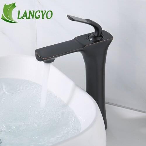Tall Brush gold Bathroom Basin faucet black/chrome single lever hot and cold basin faucet sink tap basin mixer water tap decked