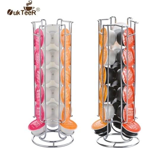 High quanlity Metal Coffee Pods Holder Tower Chrome Plating Stand Coffee Capsule Storage Rack for 18pcs Dolce Gusto Capsule