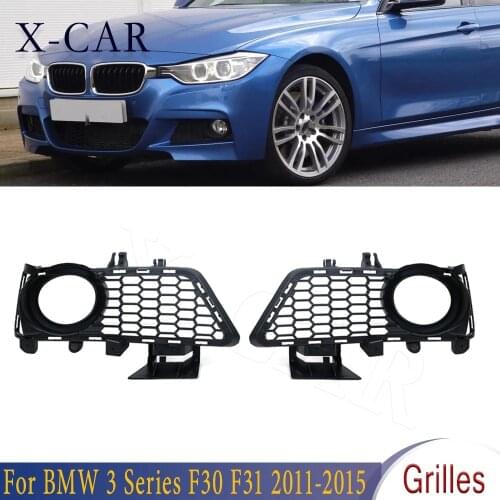 X-CAR 2Pcs Grilles Fog Light Front Bumper Grille Honeycomb For BMW 3 Series F30 F31 2011 2012 2013 2014 2015 51118054156