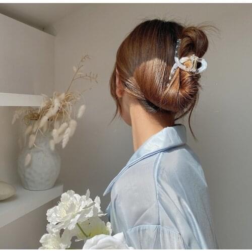 Women Large Thick Jumbo Hair Clip Scrub Black Claw Ponytail Holder Clamp Geometric Simple Bath Shower Spring Clip