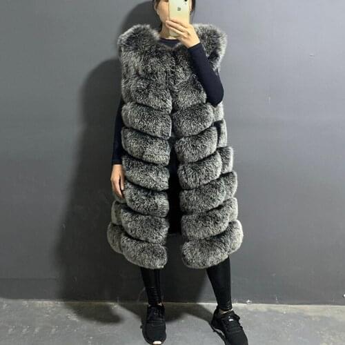 Rf20216 Luxury Winter Womens Real Fox Fur Vest Long Style Fluffy Natural Fur Waistcoat