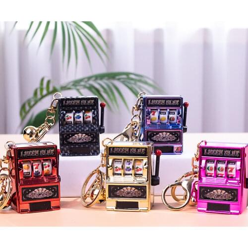 1pc Lucky Jackpot Mini Fruit Slot Machine Fun Birthday Keychain Gift Kids Educational Toy Coin Operated Games Gambling Machine