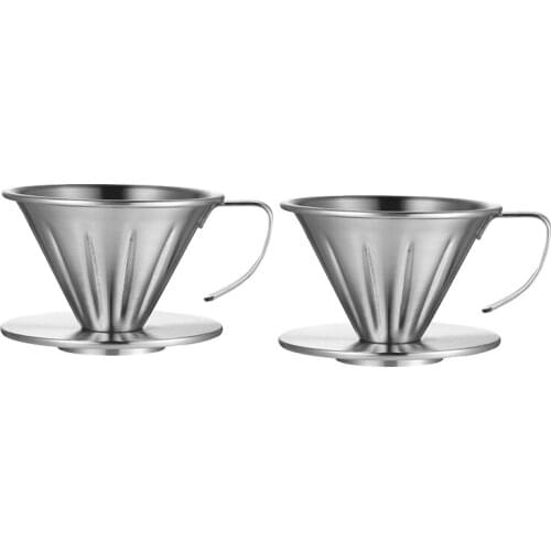 2Pcs Coffee Filter Cup Drip Cup Hand-Made Coffee Cup Stainless Steel Drip Coffee Filter Cup
