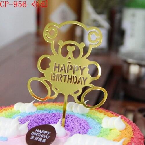 20 pcs acrylic bear shape happy birthday cake toppers party supplies birthday party decoration kids baby shower cake toppers