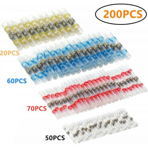 200PCS Assorted Seal Solder Sleeve Waterproof Heat Shrink Connectors 26-10AWG Electrical Wire Soldering Terminal Connectors kit
