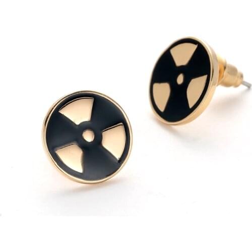 2020 Radiology X-Ray Logo Black Enamel Earrings Women Gold Small Stud Earrings Fashion Medical Jewelry Wholesale