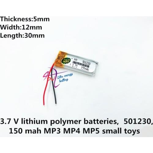 3.7V lithium polymer battery 501230 150mah camera pen recorder Bluetooth wireless mouse battery