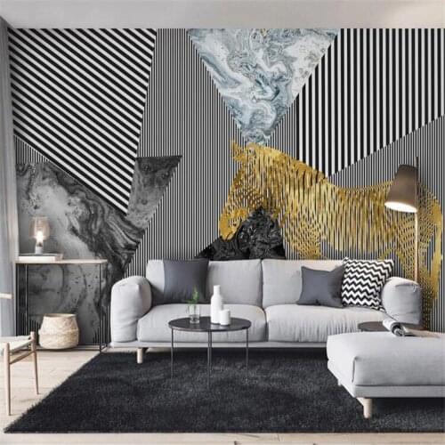 Milofi size custom 3D mural wallpaper Nordic minimalist abstract geometric zebra personality line background wall
