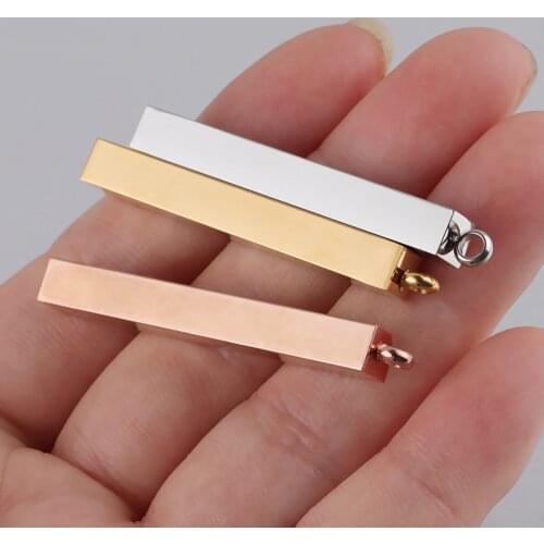 5pcs Wholesale Stainless Steel 3D Cuboid Charm Mirror Polish Blank Dog Tags Necklace Rectangle Military Army Pendant Jewelry