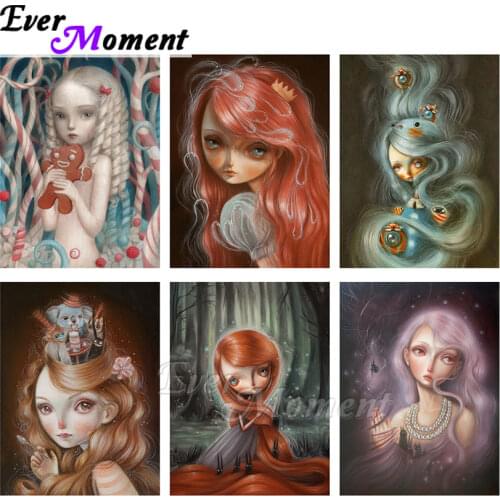 Ever Moment Diamond Painting Cartoon Girl Picture Paint By Diamond Artwork Embroidery Rhinestones Mosaic Handicraft ASF2225