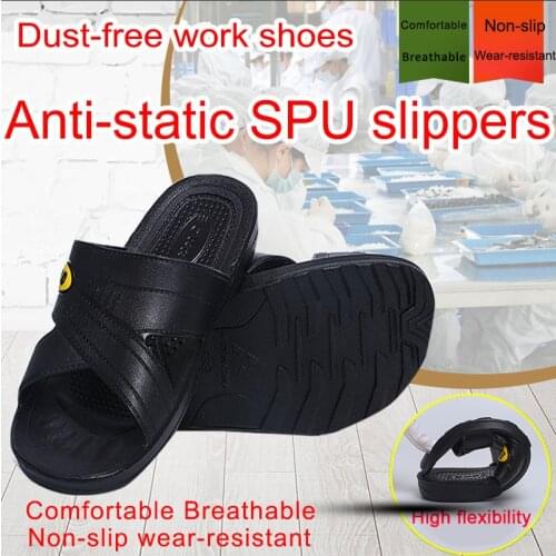 Anti-static slippers safety shoes non-slip breathable massage SPU six-hole shoes thick soles men and women summer sandals 2020