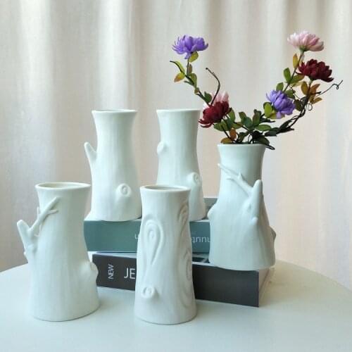 White Ceramic Vase Stump Small Fresh and Simple Modern Bisque Living Room TV Cabinet Home Decoration Ornaments Wholesale