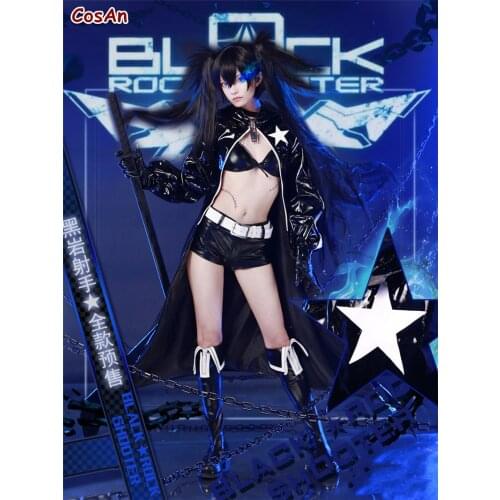Hot Anime Black Rock Shooter Cosplay Costume Female Fashion Patent Leather Battle Uniform Activity Party Role Play Clothing S-XL