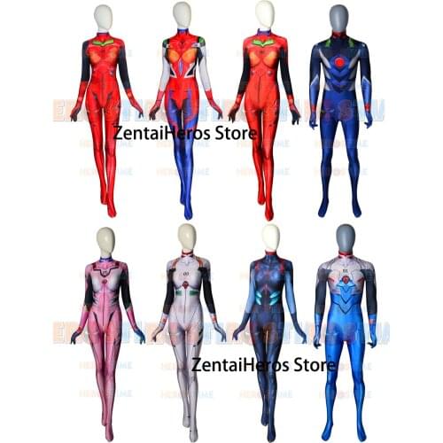 EVA Asuka Rei Mari Cosplay Costumes Adults Kids EVA Shinji Kaworu Plugsuit Superhero Halloween Bodysuits Zentai Suit
