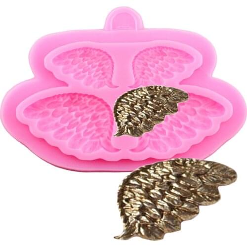 Feather Angel Wings Silicone Mold DIY Baby Birthday Fondant Cake Decorating Tools Sugarcraft Chocolate Candy Clay Moulds