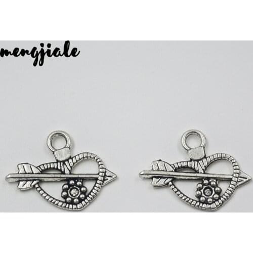 20pcs/lot Metal Hollow Love Hearts Charms DIY Fashion Handmade Accessories Arrow Charms for Jewelry Making 25*19mm