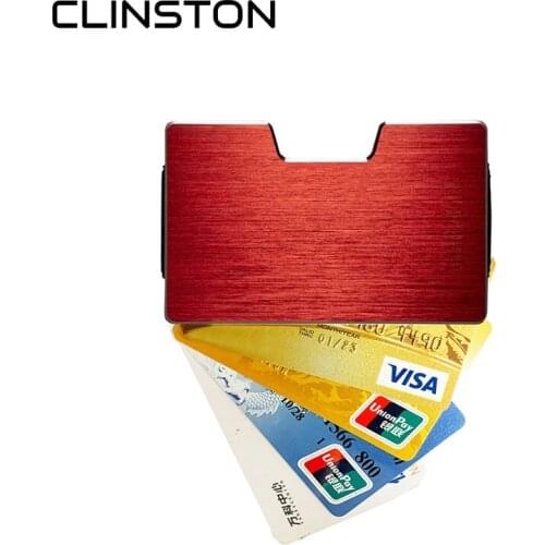 Unisex Metal Popular Black Red Credit Card Holder Slim Brand Aluminum Dollar Clip Men Women Purse Minimalist Rfid for Man Gift