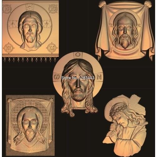 5pcs Jesus_Christs head 3d model STL relief for cnc STL format Jesus 3d Relief Model STL Router 3 axis Engraver ArtCam