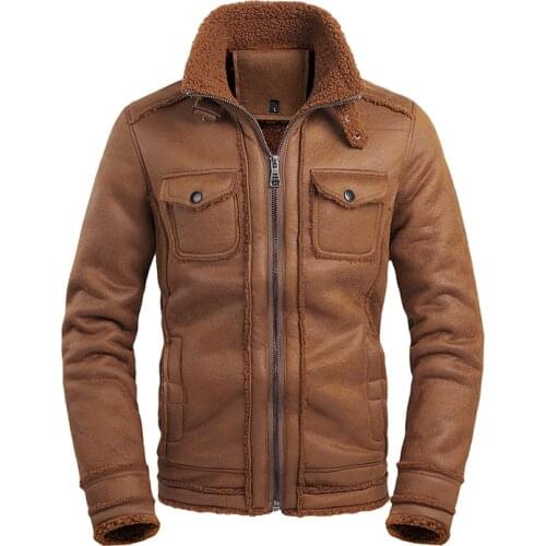 Mens Leather Jackets Autumn Winter Fleece Motorcycle Jacket For Men Zipper Solid Color Biker Coat Top Quality Faux Leather Jacke