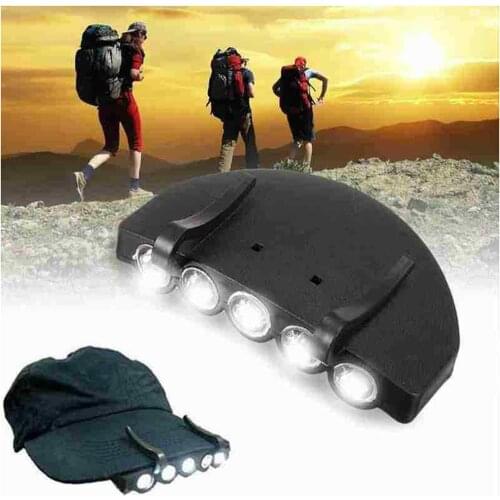 Headlamp Headlight Flashlight head Cap 5 LED Clip on light Fishing head lamp