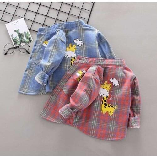 Children New Plush Shirt Toddler Kids Baby Boys Long Sleeve New Fashion Back Cartoon Printed Children Clothes 1-6T