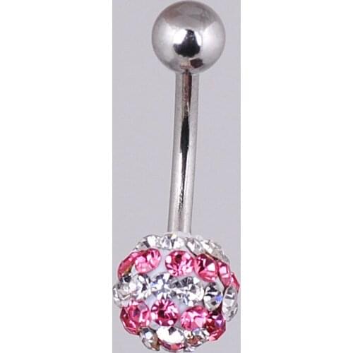 New Arrival ! Bling Pink & White Crystal Dangle Navel Belly Button Rings Body Piercing,Industrial Piercing Nombril Ombligo1 PCS