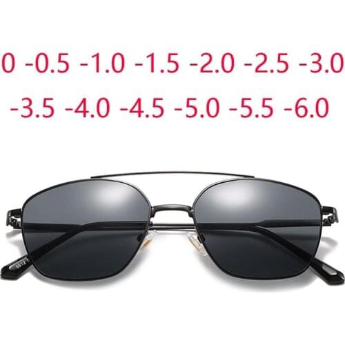 Myopia Glasses Sunglasses For Nearsighted Men Women Alloy Frame UV400 Optional Prescription Spectacles 0 -0.5 To -6.0