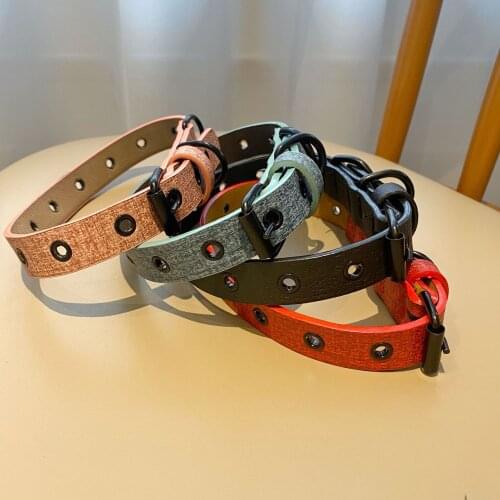 PU Leather Cat Collar Dog Collar Buttons Adjustable Size Fashionable Comfortable Durable Cat Accessories Waterproof Pet Collar