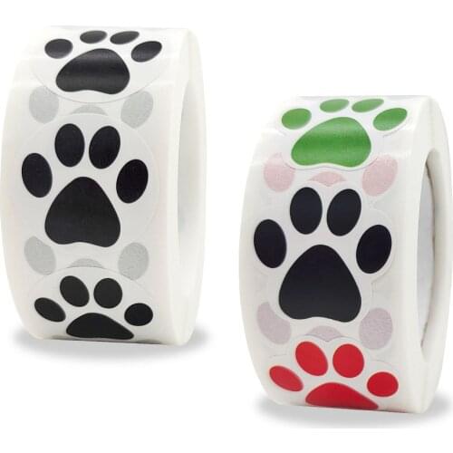 Qiduo 500pcs Black Paw Print Stickers Dog cat bear Paw Labels Stickers for laptop reward sticker stationery teacher for student