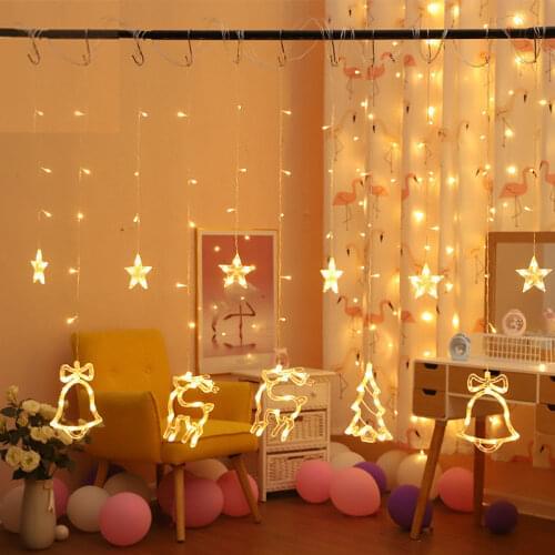 Christmas Lights Led Curtain String Light Garland Star Snowflake 220V/110V Fairy Lights Outdoor/Indoor for Home Christmas Decor