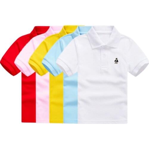 Summer Polo Shirts for Boys Toddler Children Clothes School Tops Cartoon Embroidery Short Sleeve Polo Tops Girls Sport Outfits