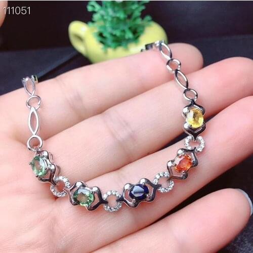 The Best GiftFor your girl Friend Sapphire Bracelet 925 sterling silver Fine jewelry Natural And Real Sapphire Bracelet