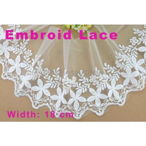 18cm width Cotton embroid lace sewing ribbon guipure trim or fabric diy craft supply wedding Accessories free shipping#3066