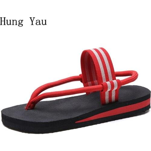 Women Sandals Flip Flops Slippers Flats Shoes Summer Fashion Wedges Woman Slides Striped Beach Lady Casual Female Platform