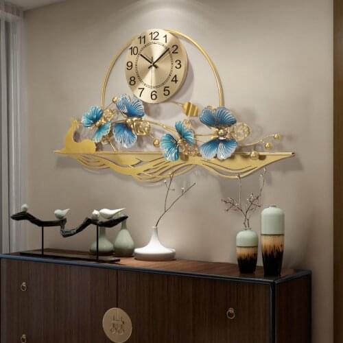 Modern 3D Wrought Iron Butterfly Flowers Wall Clocks Wall Accessories Clubs Lobby Wall Mural Decor Home Room Wall Sticker Crafts