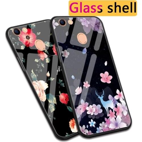 Flower World Glass Cases For OPPO Reno A59 A71 A79 A83 A3S A7 Sika Deer Rose Animal Cover For OPPO Realme 1 F1S F5 F7 Youth