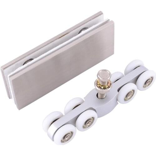Glass Hanging Rails Wood Door Hanging Wheels Luxury Silent Boutique 8 Lens Bearing Glass Roller