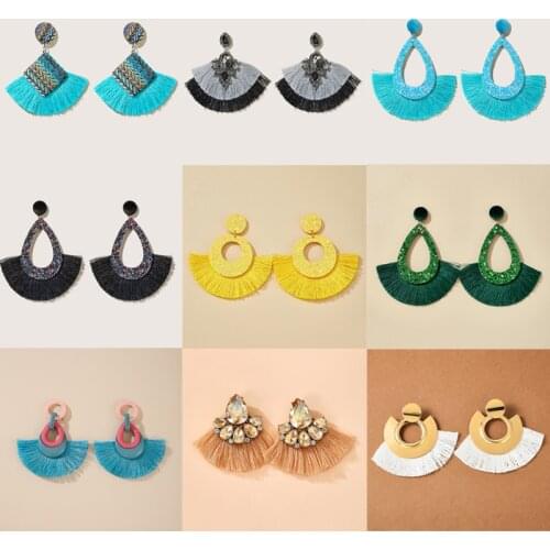 Tocona Charming Tassel Drop Earrings for Women 2020 Luxury Pearl Stone Flowers Geometric Party Jewelry Accessories Pendiente